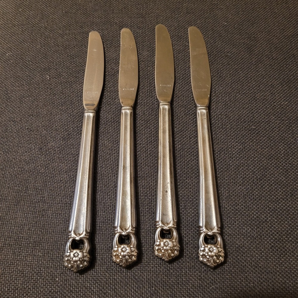 4 International Silver 1847 Rogers Bros‎  ETERNALLY YOURS  Dinner Knives  1941